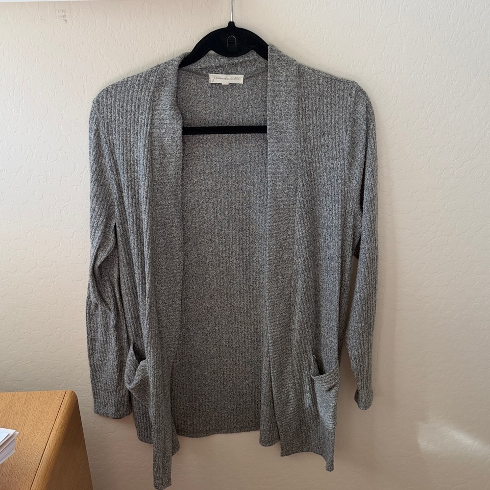 Gray Open-Front Women's Sweater